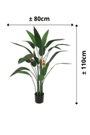 afmetingen Strelitzia Kunstplant Met Bloem 110cm